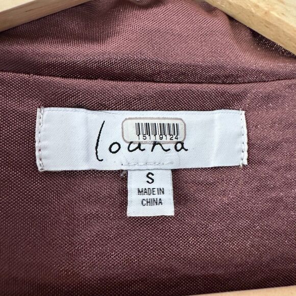 Louna Revolve Satin Mauve Brown Jersey Shirt Ruched Collared Mini Dress‎ Small - Picture 5 of 9